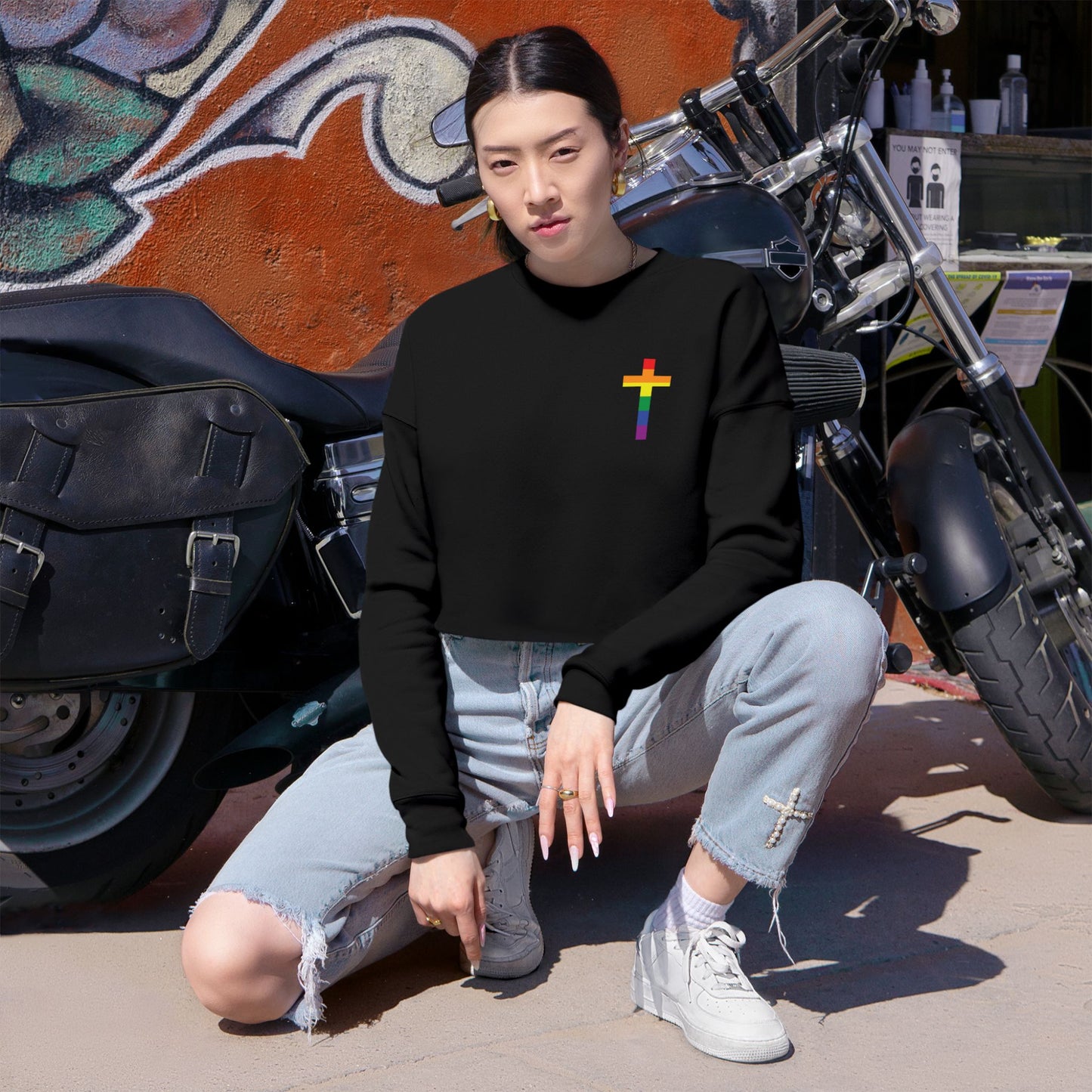 "Jesus Loves All Of Us" Crop Hoodie